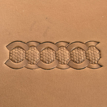 Honeycomb Chain Geometric leather stamp LT508 — pattern imprint on veg-tan leather