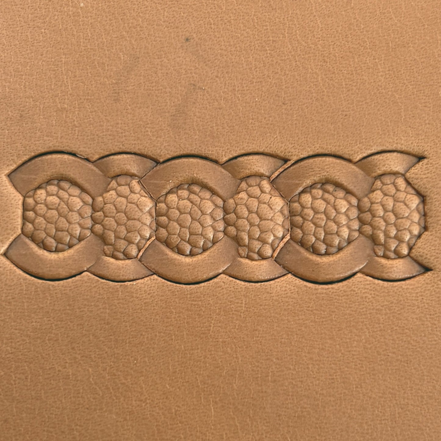 Honeycomb Chain Geometric leather stamp LT508 — pattern imprint on veg-tan leather