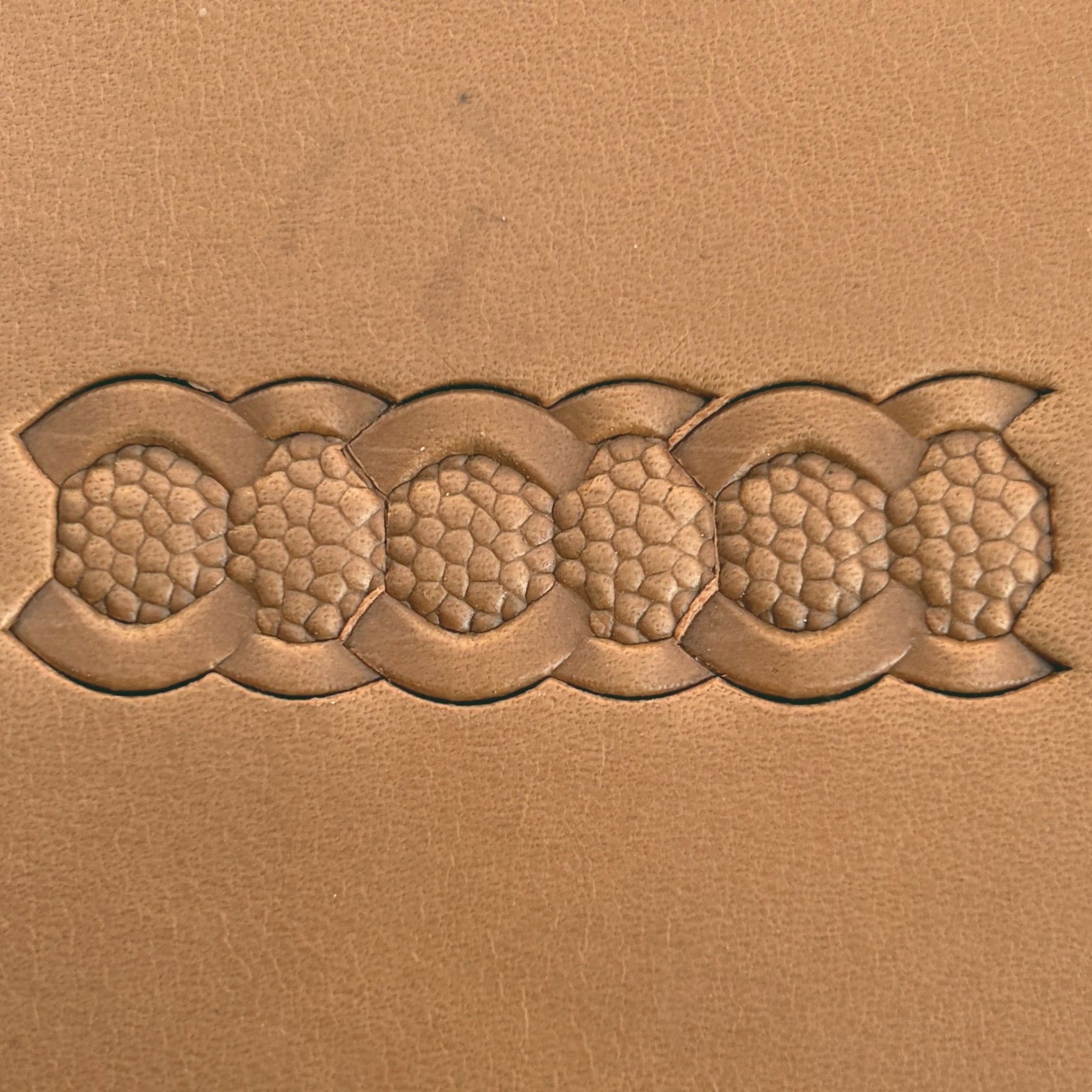 Honeycomb Chain Geometric leather stamp LT508 — pattern imprint on veg-tan leather