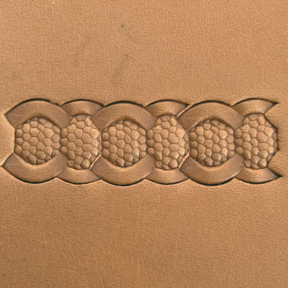 Honeycomb Chain Geometric leather stamp LT508 — pattern imprint on veg-tan leather
