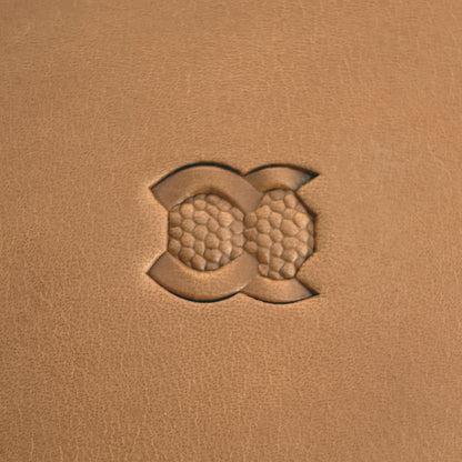 Honeycomb Chain Geometric leather stamp LT508 — single impression on veg-tan leather
