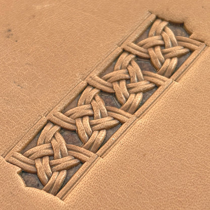Celtic Knot Basket Weave leather stamp LT509 — pattern imprint on veg-tan leather