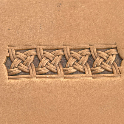 Celtic Knot Basket Weave leather stamp LT509 — pattern imprint on veg-tan leather