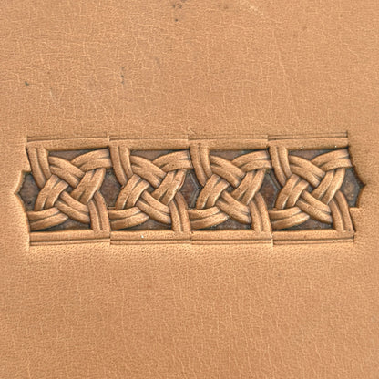 Celtic Knot Basket Weave leather stamp LT509 — pattern imprint on veg-tan leather