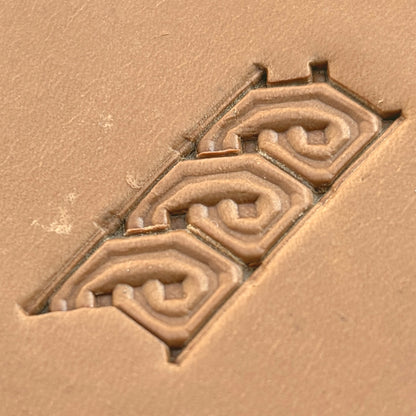 Knot Border Geometric leather stamp LT511 — pattern imprint on veg-tan leather