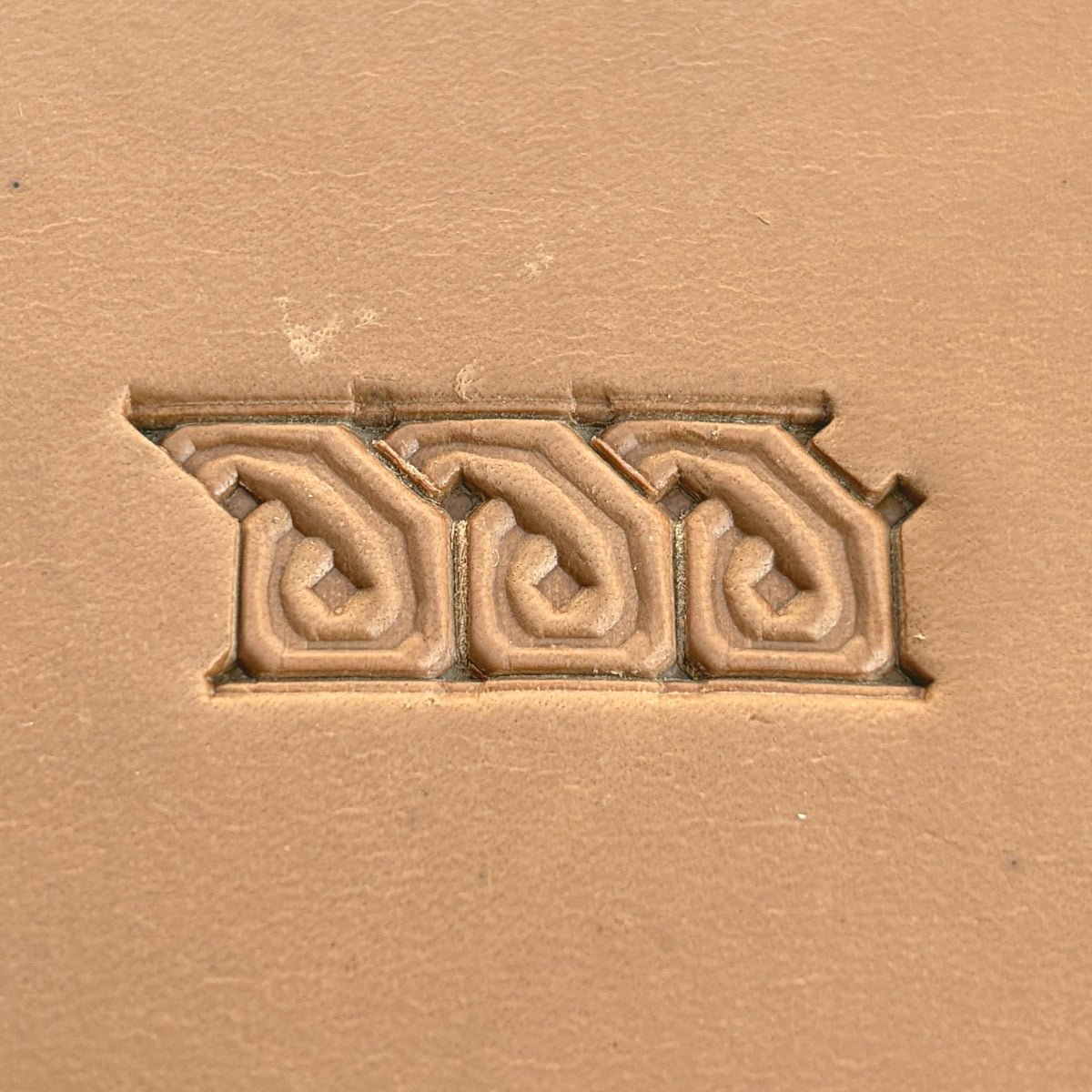 Knot Border Geometric leather stamp LT511 — pattern imprint on veg-tan leather