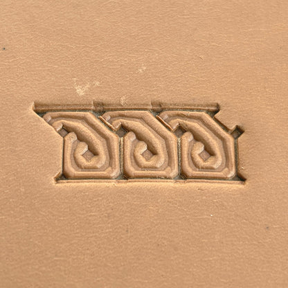 Knot Border Geometric leather stamp LT511 — pattern imprint on veg-tan leather
