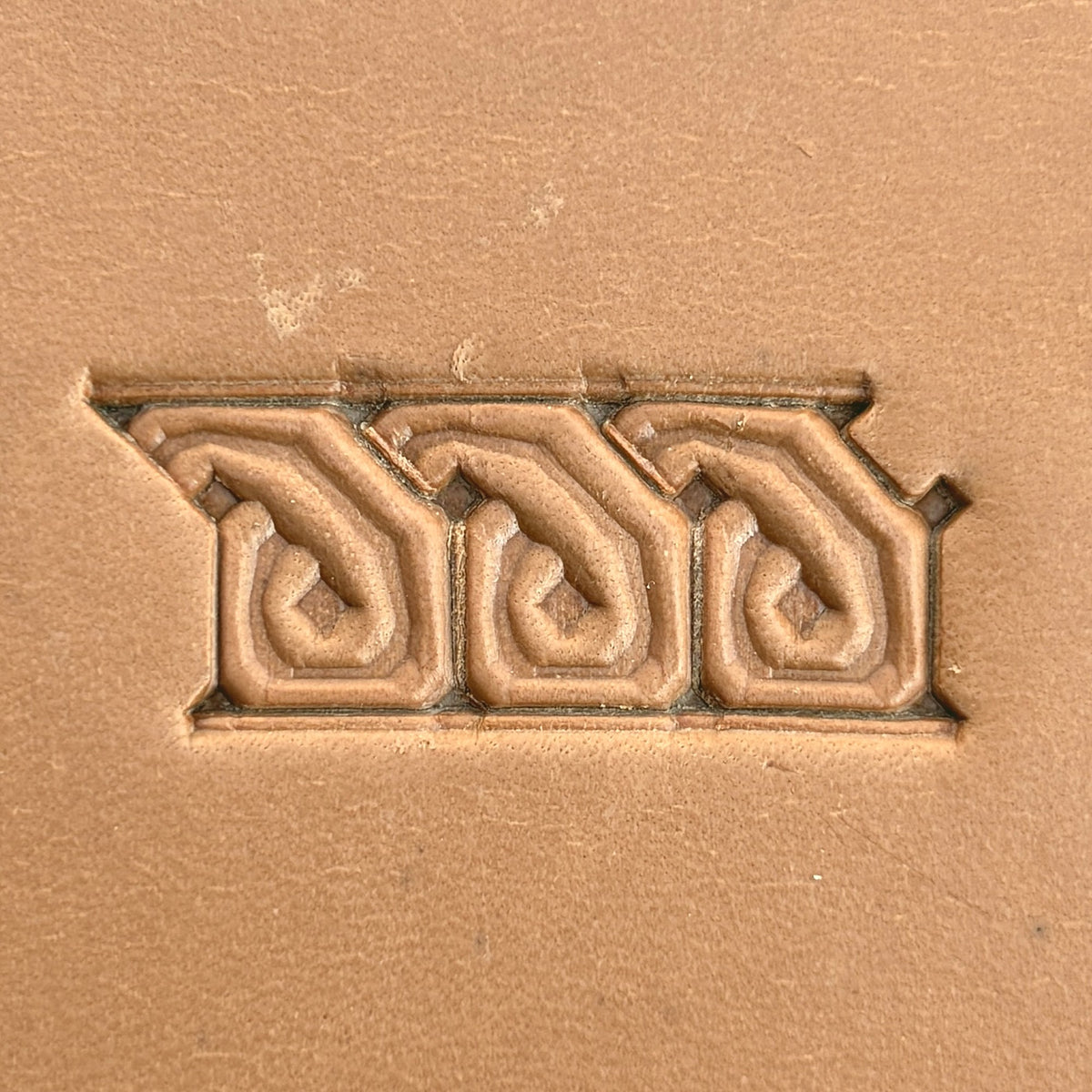 Knot Border Geometric leather stamp LT511 — pattern imprint on veg-tan leather