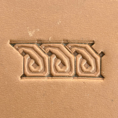 Knot Border Geometric leather stamp LT511 — pattern imprint on veg-tan leather