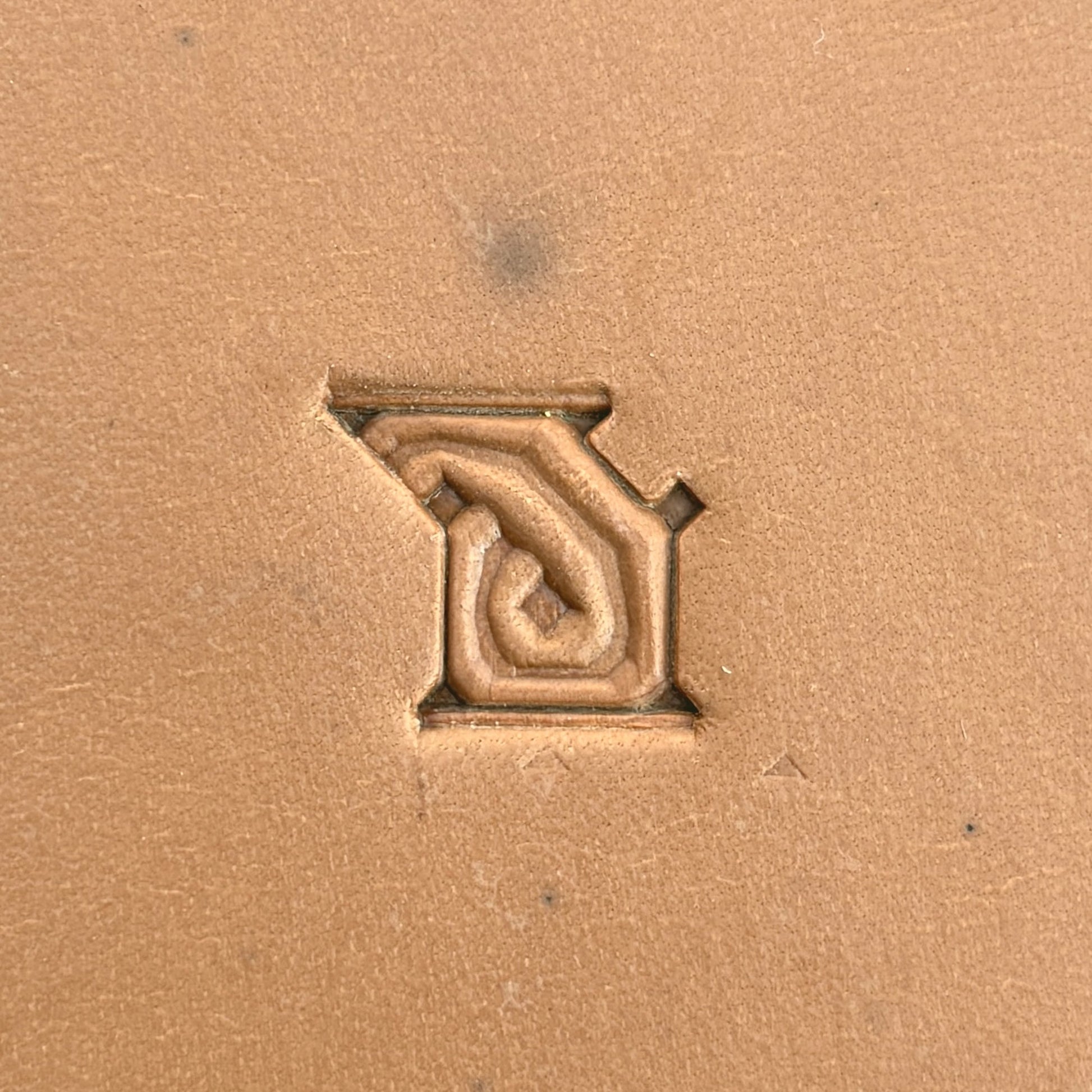 Knot Border Geometric leather stamp LT511 — single impression on veg-tan leather