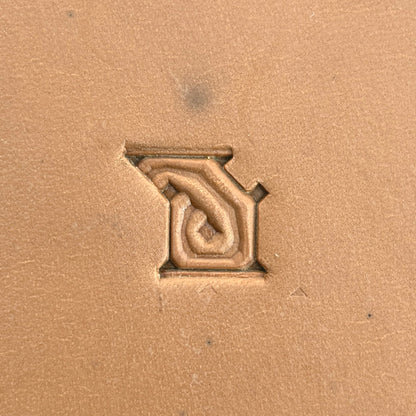 Knot Border Geometric leather stamp LT511 — single impression on veg-tan leather