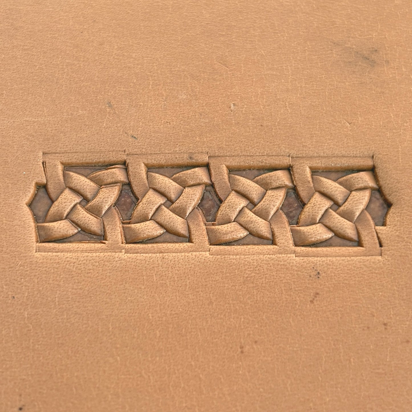 Celtic Knot Geometric leather stamp LT512 — pattern imprint on veg-tan leather