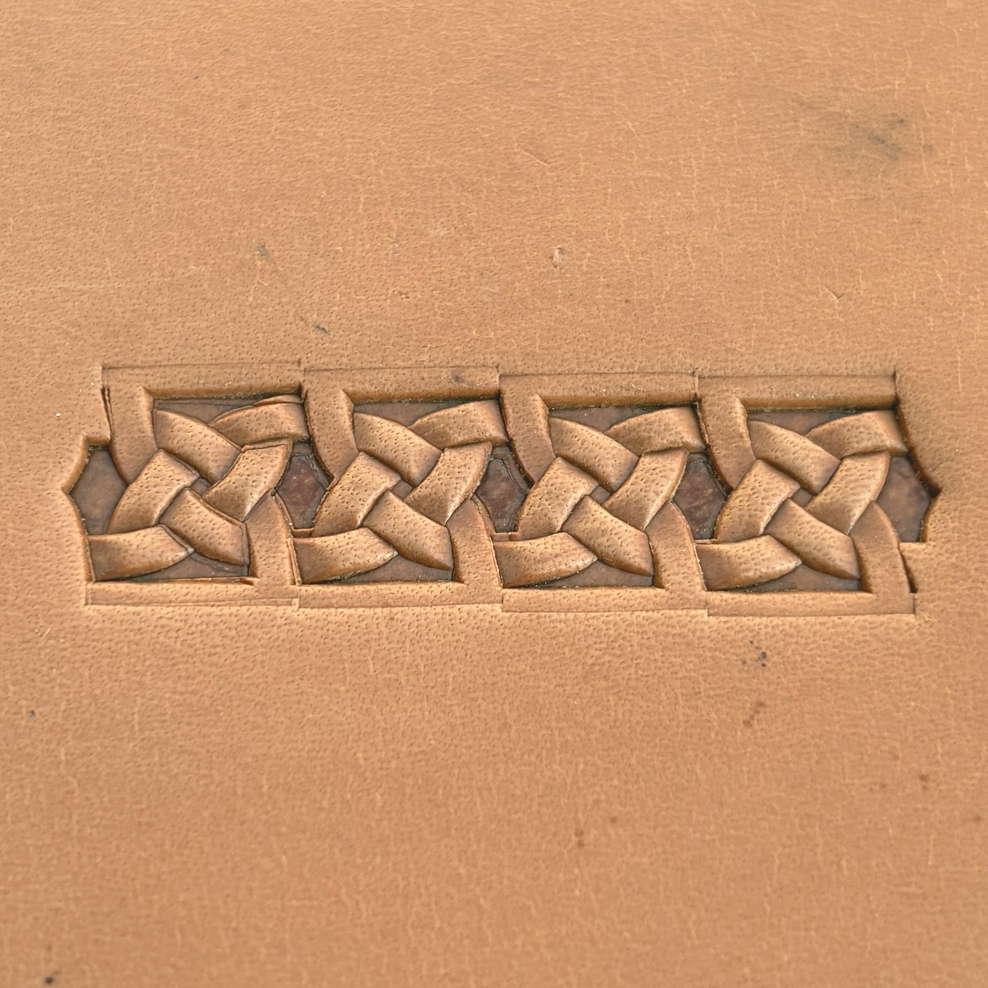 Celtic Knot Geometric leather stamp LT512 — pattern imprint on veg-tan leather