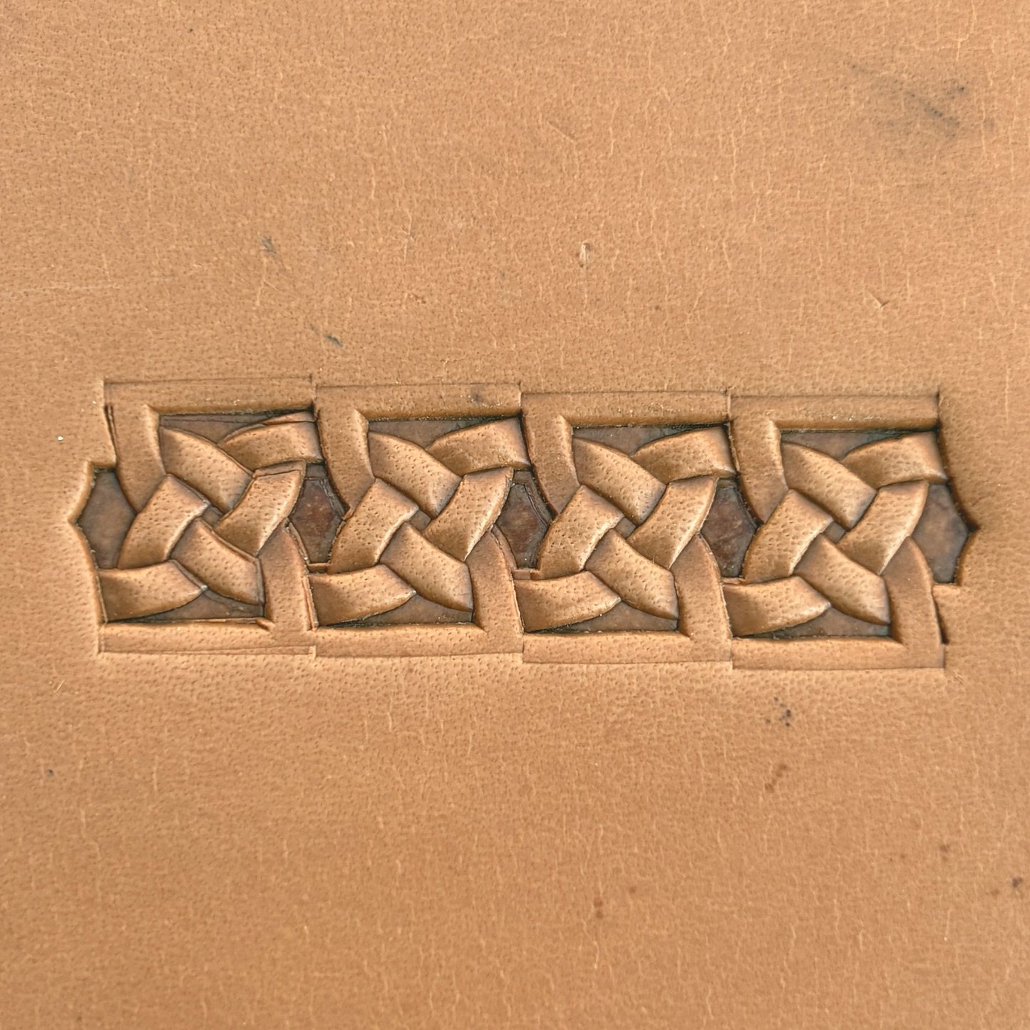 Celtic Knot Geometric leather stamp LT512 — pattern imprint on veg-tan leather