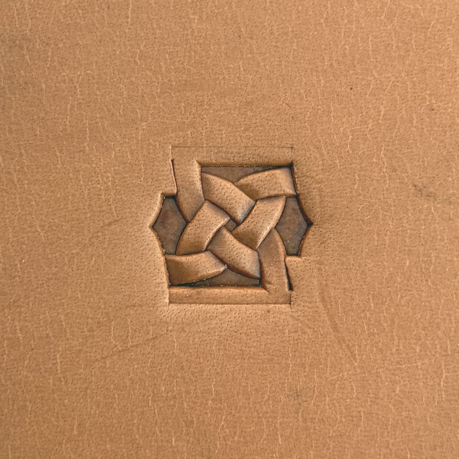 Celtic Knot Geometric leather stamp LT512 — single impression on veg-tan leather