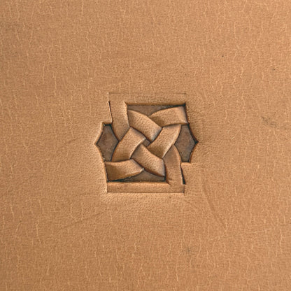 Celtic Knot Geometric leather stamp LT512 — single impression on veg-tan leather