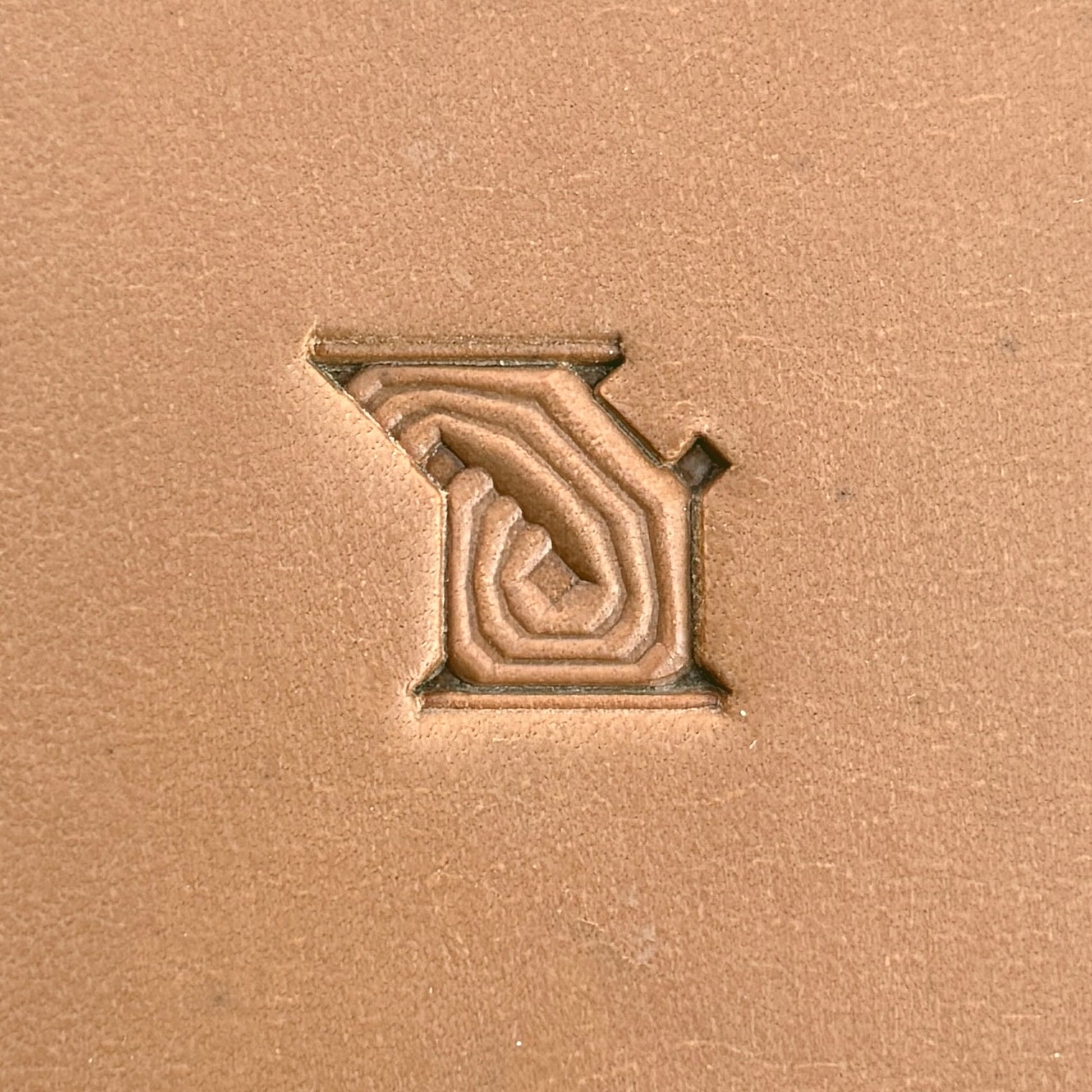 Maze Lines Geometric leather stamp LT513 — single impression on veg-tan leather
