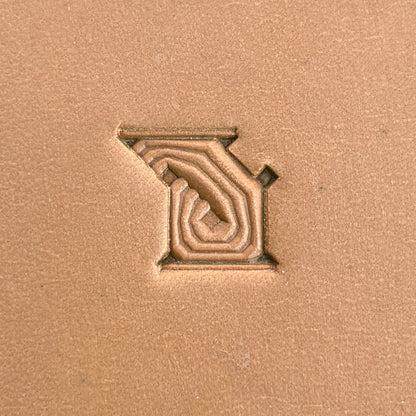 Maze Lines Geometric leather stamp LT513 — single impression on veg-tan leather