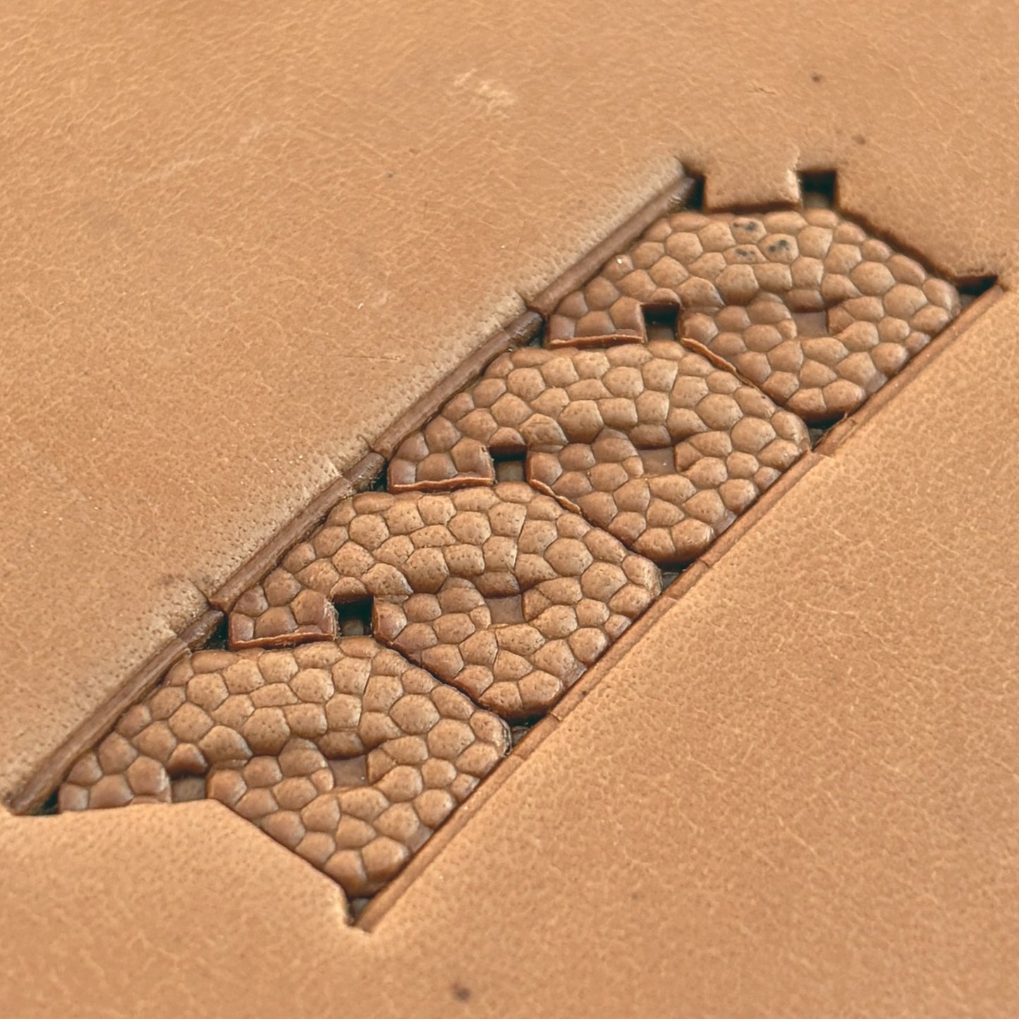 Honeycomb Fill Geometric leather stamp LT514 — pattern imprint on veg-tan leather