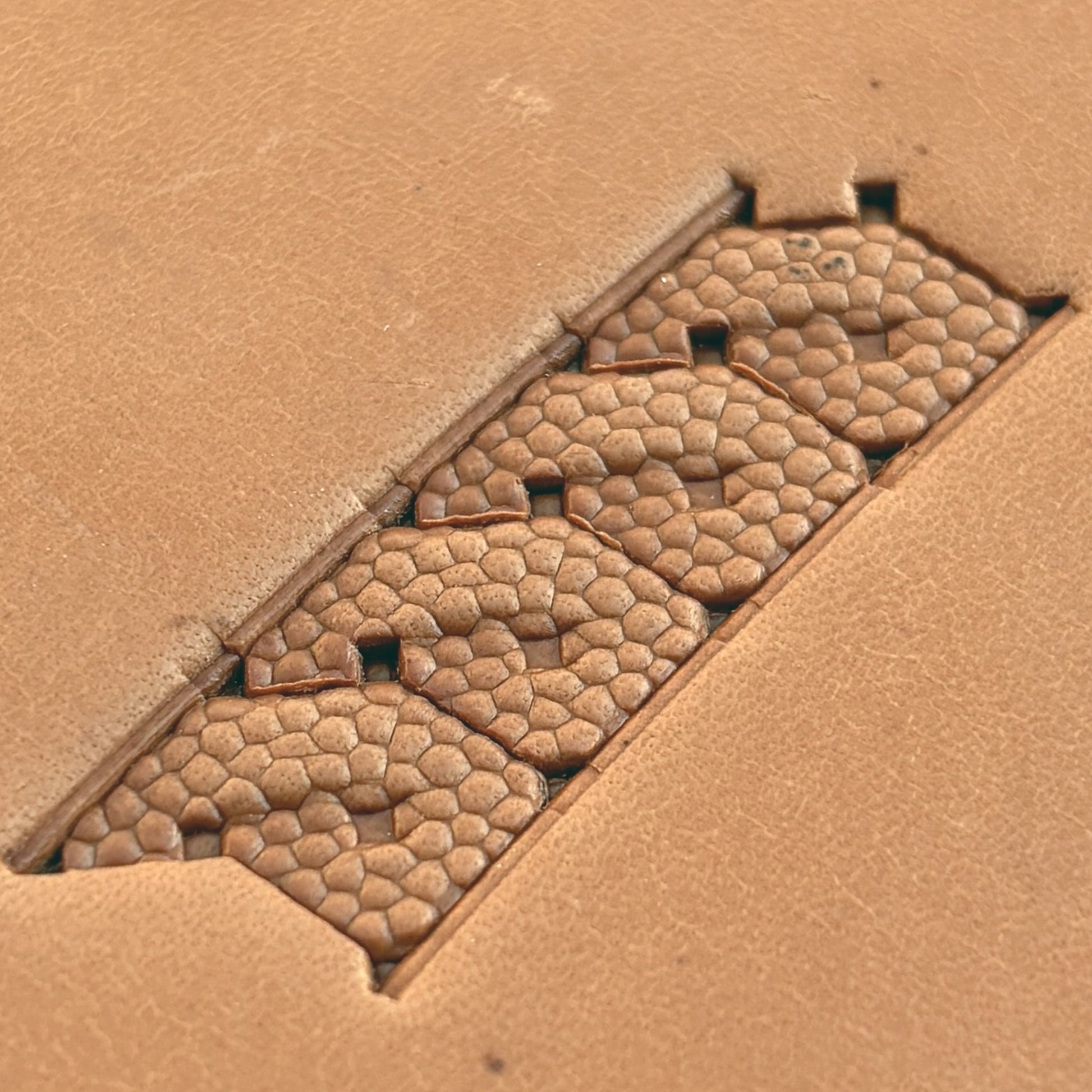 Honeycomb Fill Geometric leather stamp LT514 — pattern imprint on veg-tan leather