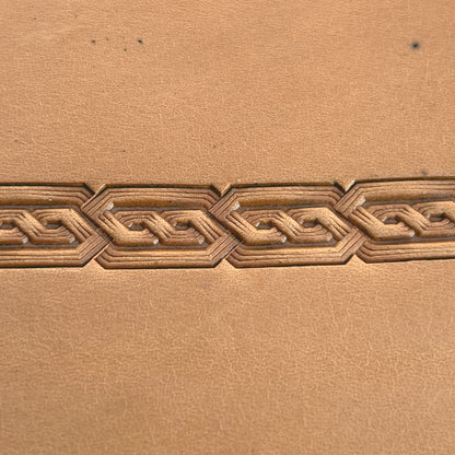 Chain Link Geometric leather stamp LT517 — pattern imprint on veg-tan leather