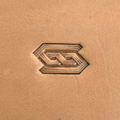 Chain Link Geometric leather stamp LT517 — single impression on veg-tan leather