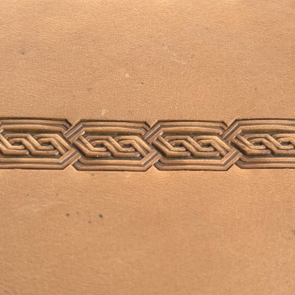 Chain Border Geometric leather stamp LT518 — pattern imprint on veg-tan leather