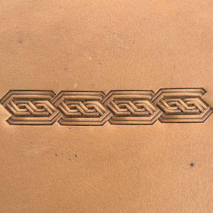 Chain Border Geometric leather stamp LT518 — pattern imprint on veg-tan leather