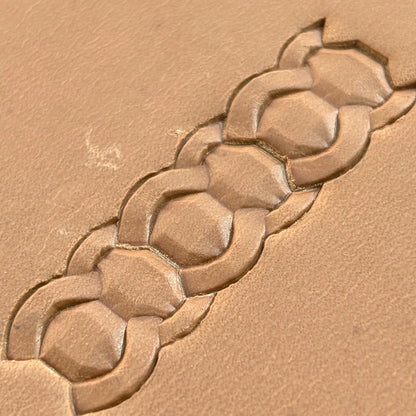 Chain Link Geometric leather stamp LT519 — pattern imprint on veg-tan leather