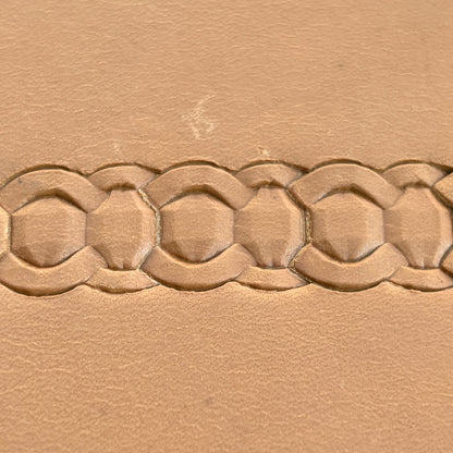 Chain Link Geometric leather stamp LT519 — pattern imprint on veg-tan leather