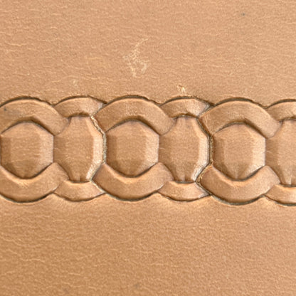 Chain Link Geometric leather stamp LT519 — pattern imprint on veg-tan leather