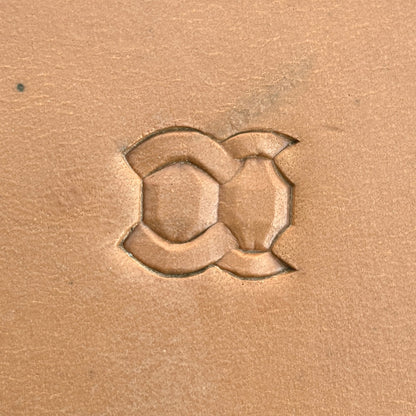 Chain Link Geometric leather stamp LT519 — single impression on veg-tan leather