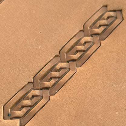 Chain Link Geometric leather stamp LT520 — pattern imprint on veg-tan leather
