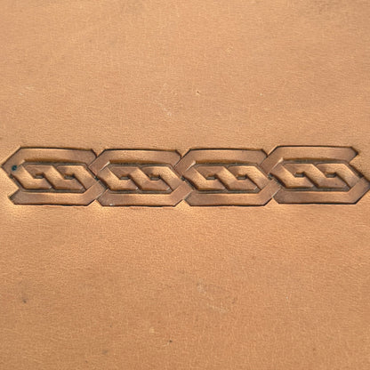 Chain Link Geometric leather stamp LT520 — pattern imprint on veg-tan leather