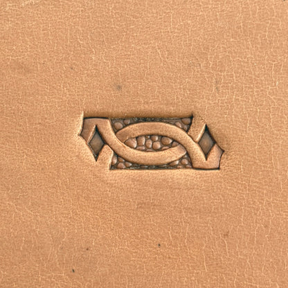Oval Accent Border + Corner Geometric leather stamp LT522 — pattern imprint on veg-tan leather