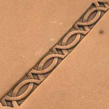 Chain Link Corner Geometric leather stamp LT523 — pattern imprint on veg-tan leather
