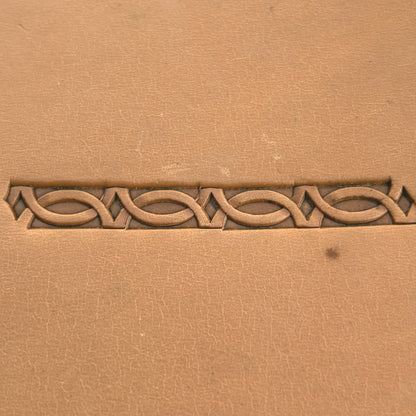 Chain Link Corner Geometric leather stamp LT523 — pattern imprint on veg-tan leather