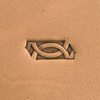 Chain Link Corner Geometric leather stamp LT523 — pattern imprint on veg-tan leather