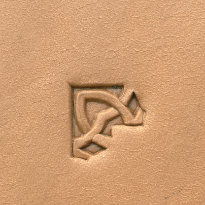 Chain Link Corner Geometric leather stamp LT523 — single impression on veg-tan leather