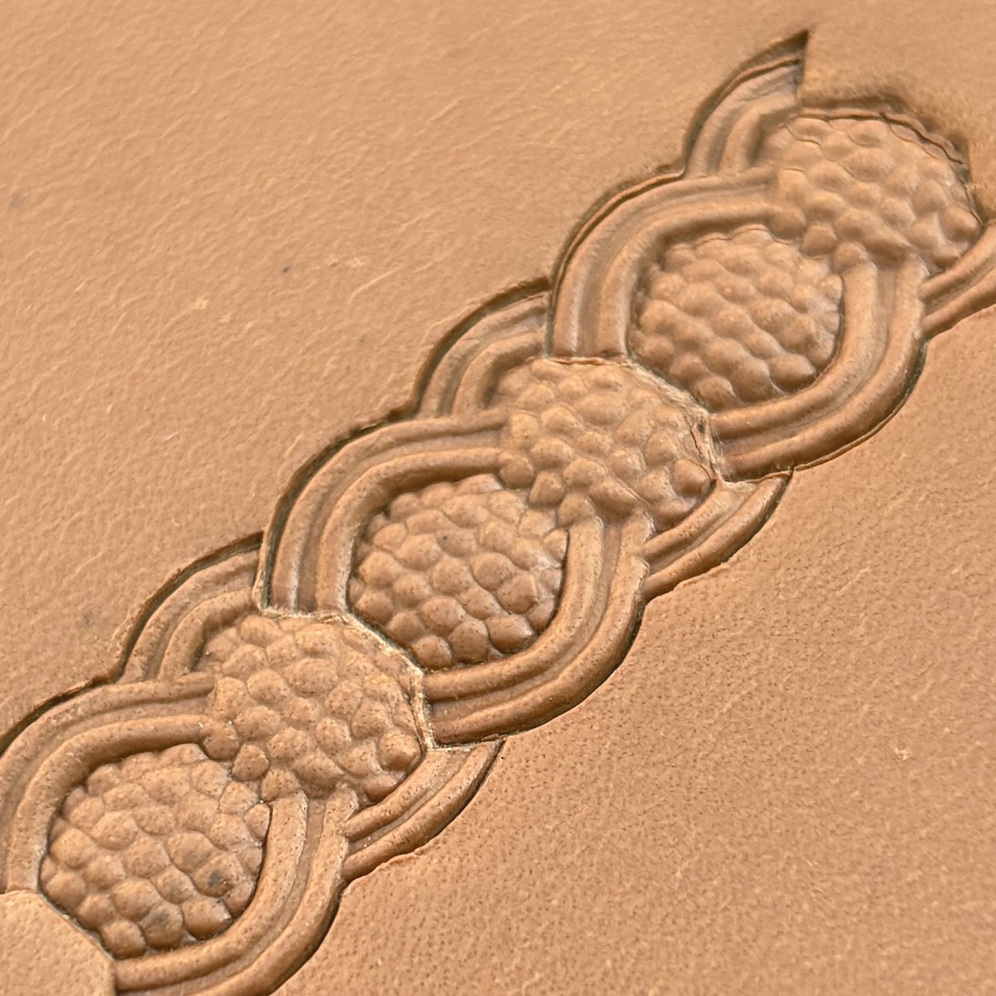 Celtic Texture Basket Weave leather stamp LT524 — pattern imprint on veg-tan leather