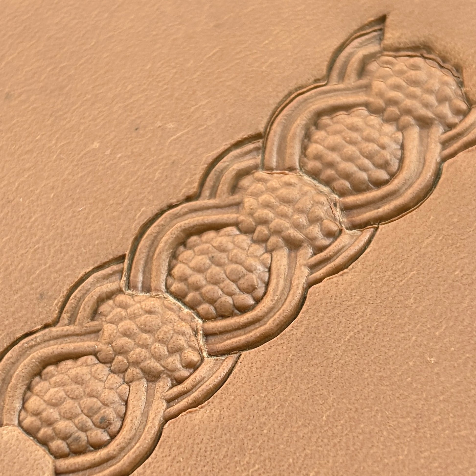 Celtic Texture Basket Weave leather stamp LT524 — pattern imprint on veg-tan leather
