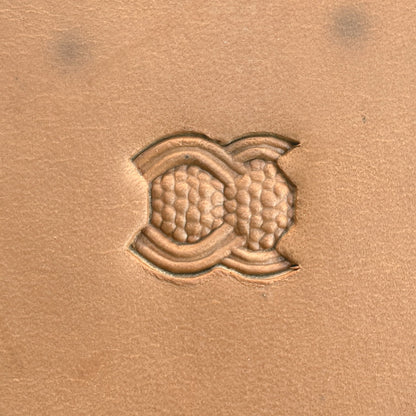 Celtic Texture Basket Weave leather stamp LT524 — single impression on veg-tan leather