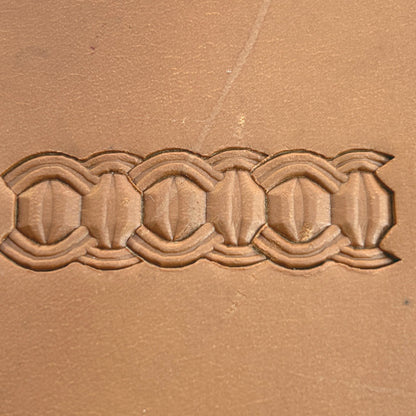 Interlock Geometric leather stamp LT525 — pattern imprint on veg-tan leather