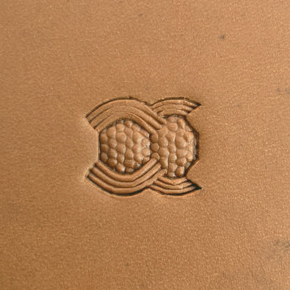 Honeycomb Strip Basket Weave leather stamp LT526 — single impression on veg-tan leather