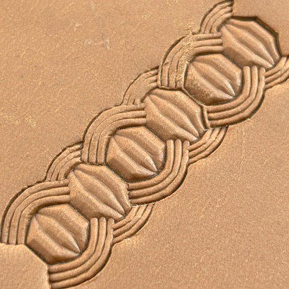 Interlocking Shapes Geometric leather stamp LT527 — pattern imprint on veg-tan leather