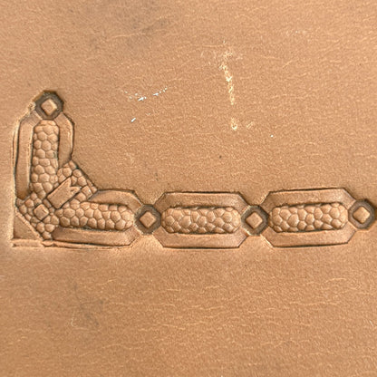 Honeycomb Link Geometric leather stamp LT530 — pattern imprint on veg-tan leather