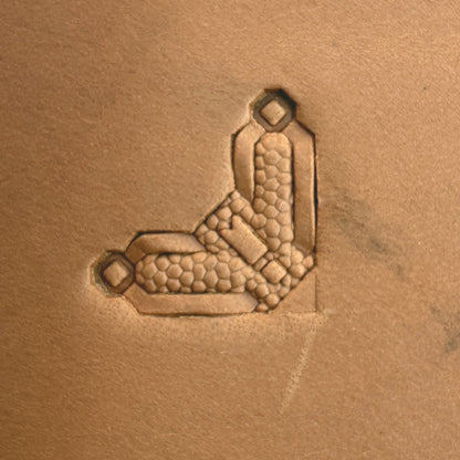 Honeycomb Link Geometric leather stamp LT530 — single impression on veg-tan leather