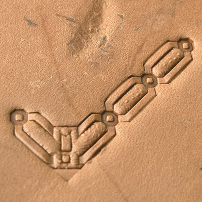 Chain Geometric leather stamp LT531 — pattern imprint on veg-tan leather