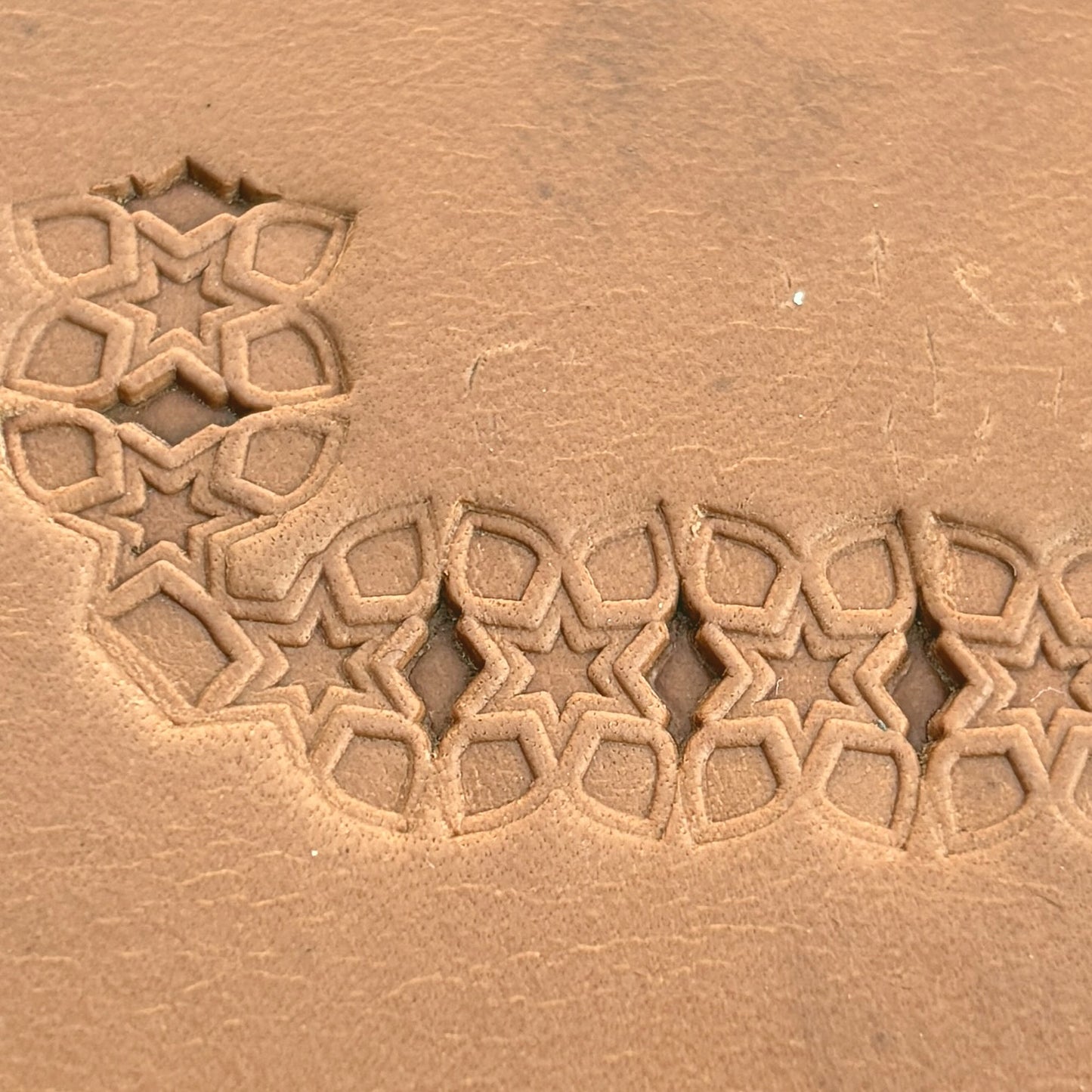Star Cluster Geometric leather stamp LT532 — pattern imprint on veg-tan leather