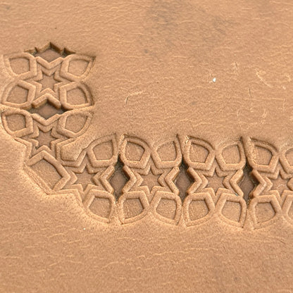 Star Cluster Geometric leather stamp LT532 — pattern imprint on veg-tan leather
